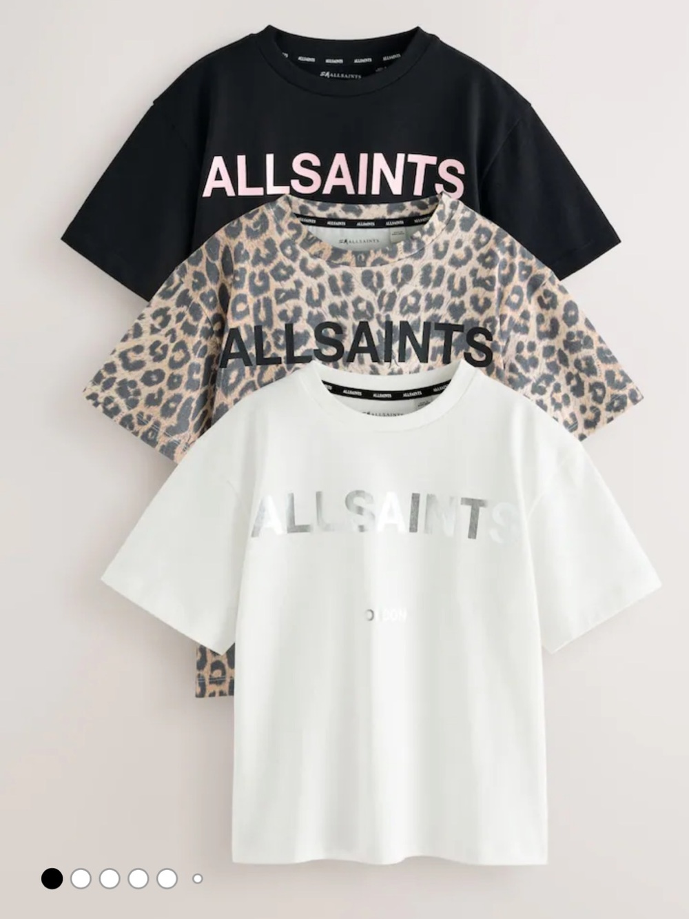 All Saints Kids Logo Tee Pack - Black, Leopard, White